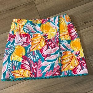 Crown & Ivy Tropical Floral Skort Feaux Wrap Citrus Tropical Resort Cruise 10